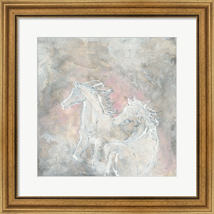Framed Blush Horses I Print