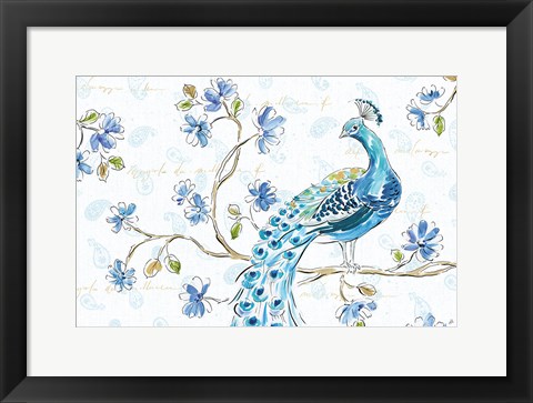 Framed Peacock Allegory II White Print