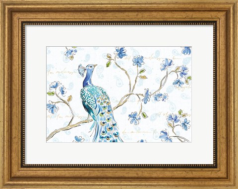 Framed Peacock Allegory I White Print