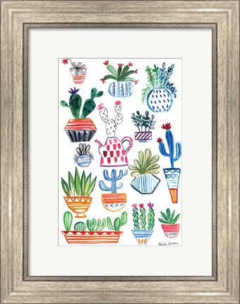 Framed Funky Cacti I Print