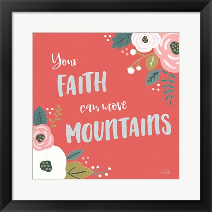 Framed Wildflower Daydreams V Move Mountains Red Print