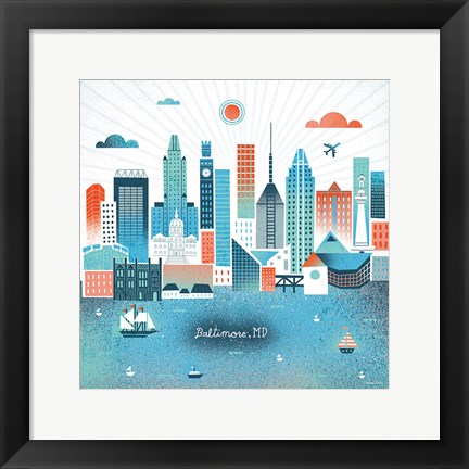 Framed Baltimore Skyline Print