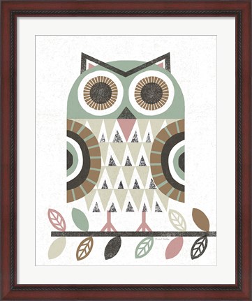 Framed Folk Lodge Owl v2 Hygge Print