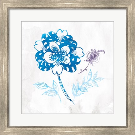 Framed Eastern Boho III Peacock Blue Print