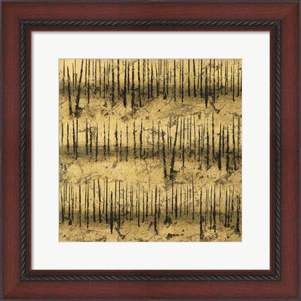 Framed Golden Trees III Taupe Pattern II Print