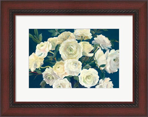 Framed Roses in Cobalt Vase Indigo Crop Print