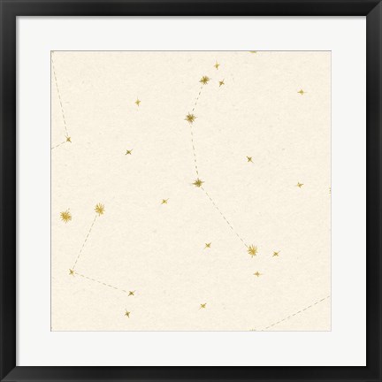 Framed Night Sky Cream and Gold Pattern 05A Print