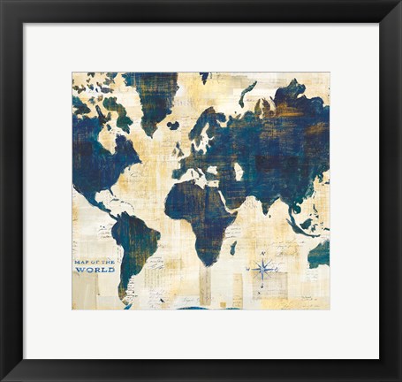 Framed World Map Collage v2 Print