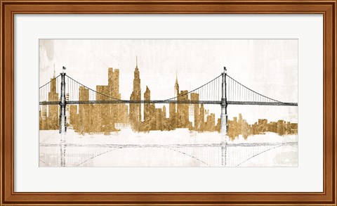 Framed Bridge and Skyline Gold Print