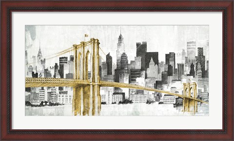 Framed New York Skyline I Yellow Bridge no Words Print