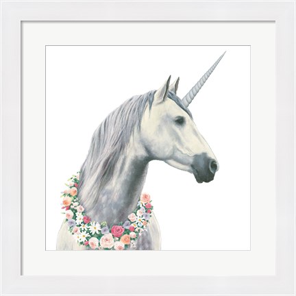 Framed Spirit Unicorn I Square Print