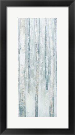 Framed Birches in Winter Blue Gray Panel III Print