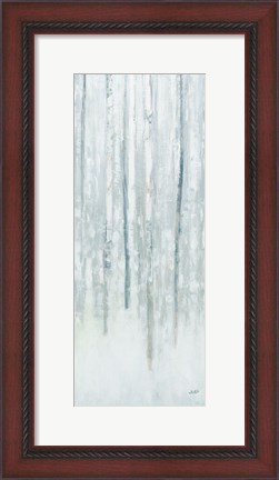 Framed Birches in Winter Blue Gray Panel II Print