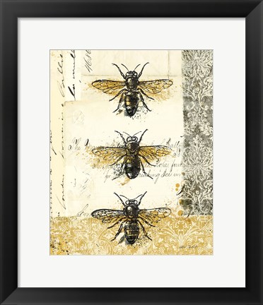 Framed Golden Bees n Butterflies No 1 Print