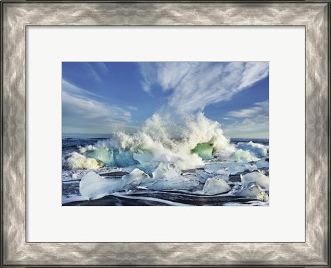 Framed Waves breaking, Iceland Print