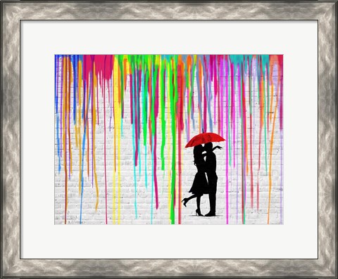 Framed Romance in the Rain Print