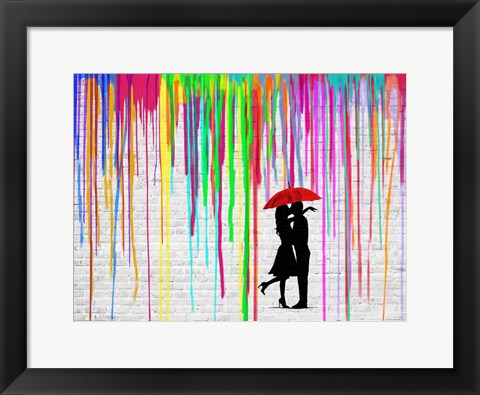 Framed Romance in the Rain Print