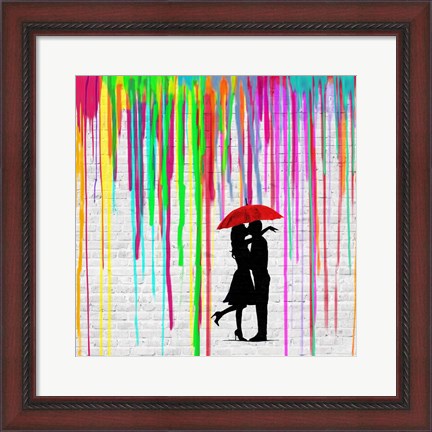 Framed Romance in the Rain (detail) Print