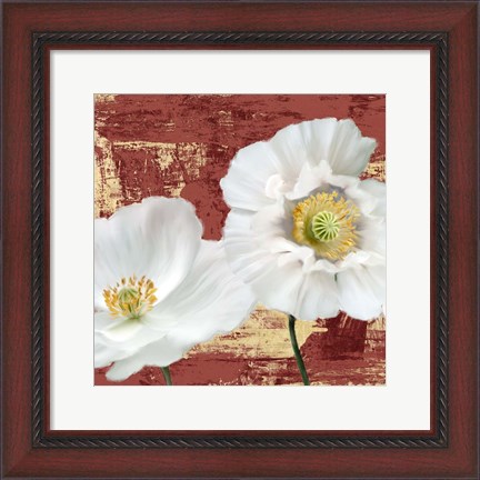 Framed Washed Poppies (Red &amp; Gold) I Print
