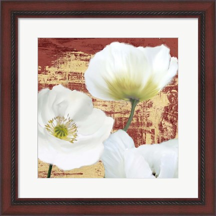 Framed Washed Poppies (Red &amp; Gold) II Print
