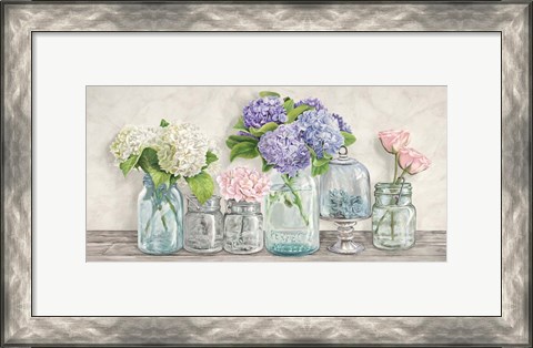 Framed Flowers in Mason Jars Print