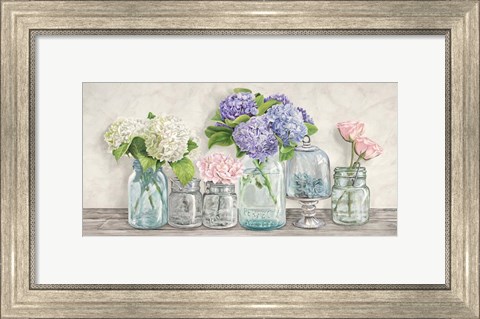 Framed Flowers in Mason Jars Print