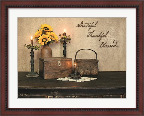 Framed Grateful, Thankful, Blessed Print