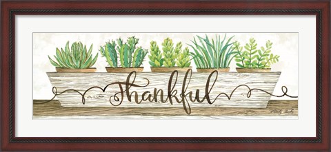 Framed Thankful Succulent Pots Print
