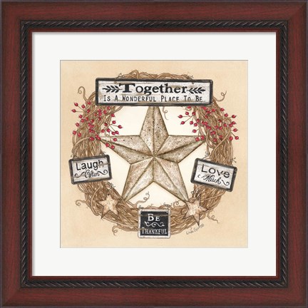 Framed Barn Star Wreath Print