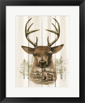 Framed Deer Wilderness Portrait Print