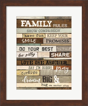 Framed Family Rules Print