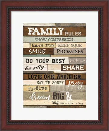 Framed Family Rules Print