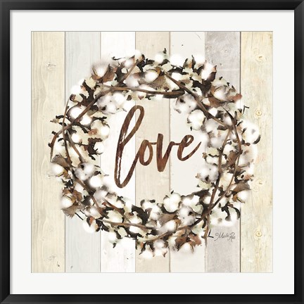 Framed Love Cotton Wreath Print