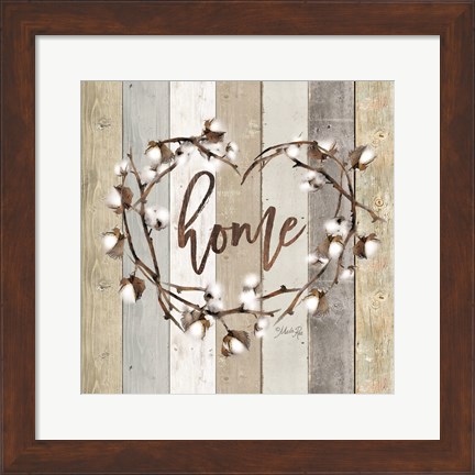 Framed Home Cotton Wreath Print