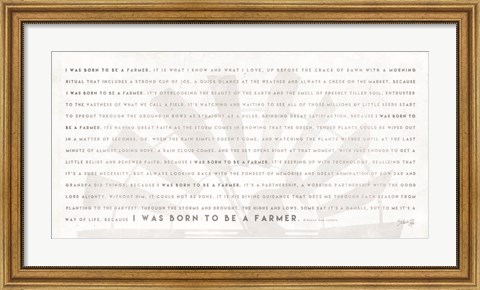 Framed Simple Born to be a Farmer Print