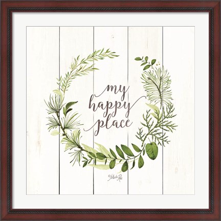 Framed My Happy Place Wreath Print