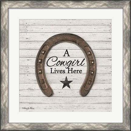Framed Cowgirl Lives Here Print