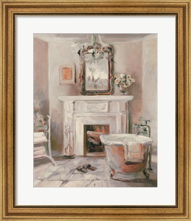 Framed French Bath IV Gray and Blush Print