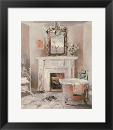 Framed French Bath IV Gray and Blush Print