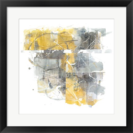 Framed Moving in and Out of Traffic II Yellow Grey Print