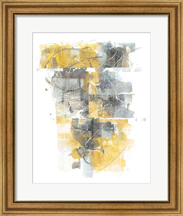Framed Moving In and Out of Traffic I Yellow Grey Print