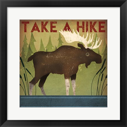 Framed Take a Hike Moose Print