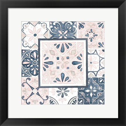 Framed Garden Getaway Patchwork V Blush Print