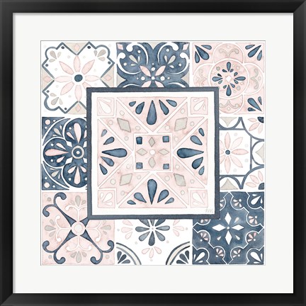 Framed Garden Getaway Patchwork V Blush Print