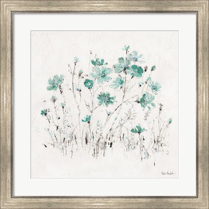 Framed Wildflowers II Turquoise Print