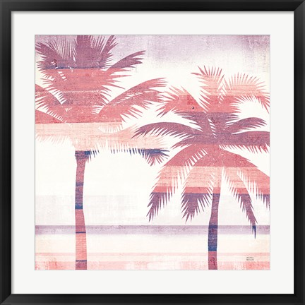 Framed Beachscape Palms III Pink Purple Print