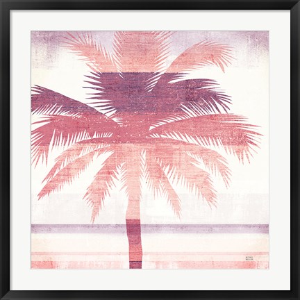 Framed Beachscape Palms II Pink Purple Print