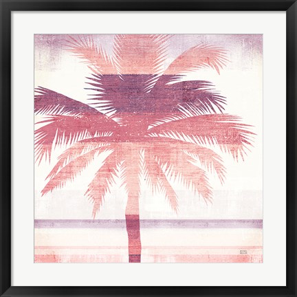 Framed Beachscape Palms II Pink Purple Print