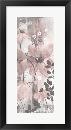 Framed Floral Symphony Blush Gray Crop II Print