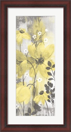 Framed Floral Symphony Yellow Gray Crop II Print